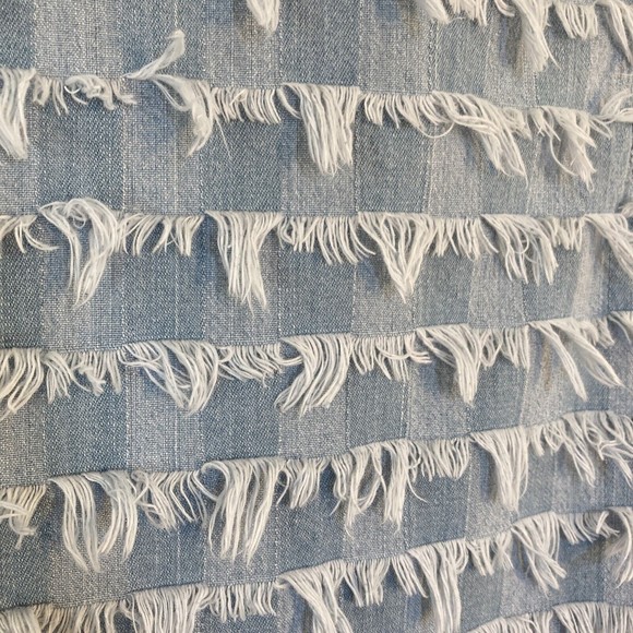 For Cynthia Denim Fringe Vest - Medium Eyelash Shaggy Hippie Boho Western Funky - Picture 7 of 13